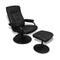 Black Artificial Leather Tv Armchair With Foot Stool