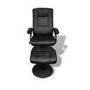 Black Artificial Leather Tv Armchair With Foot Stool