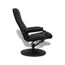 Black Artificial Leather Tv Armchair With Foot Stool