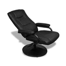 Black Artificial Leather Tv Armchair With Foot Stool