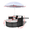 Black Garden Poly Rattan Lounge Set with Parasol Outdoor