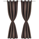 Blackout Curtains With Metal Rings 135 x 245 Cm (2 Pcs) - Brown
