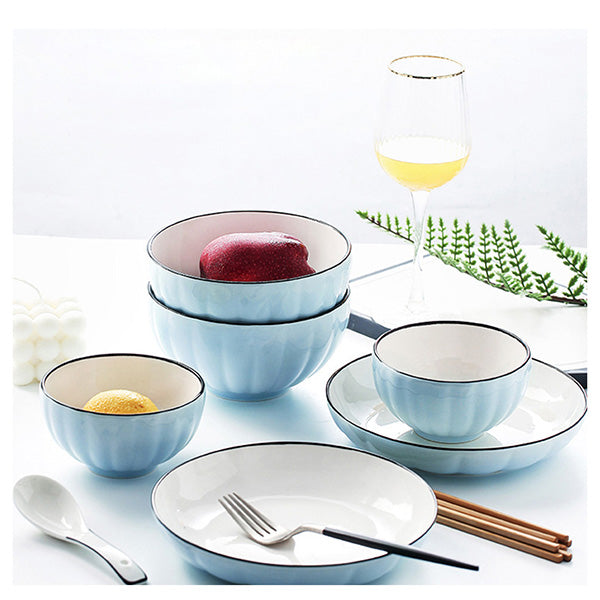 Blue Ceramic Dinnerware Set Of 9