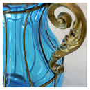 Blue Glass Flower Vase With 10 Bunch 6 Heads Artificial Silk Lilium
