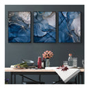 Blue Gold Marble Set Of 3 Black Frame Canvas Wall Art