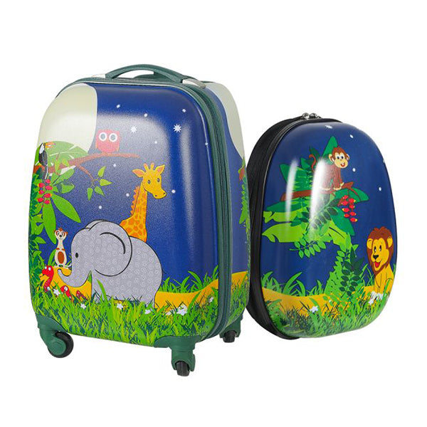 2Pcs Kids Luggage Set Travel Suitcase Child Bag Backpack Jungle