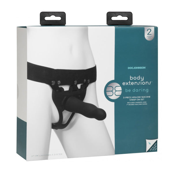 Body Extension Be Daring 7in Bulbed Dong Hollow Silicone Strap On Set
