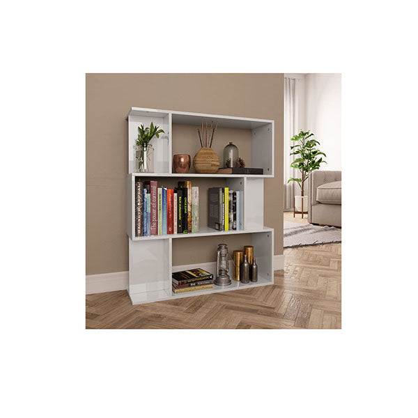Book Cabinet And Room Divider High Gloss White Chipboard