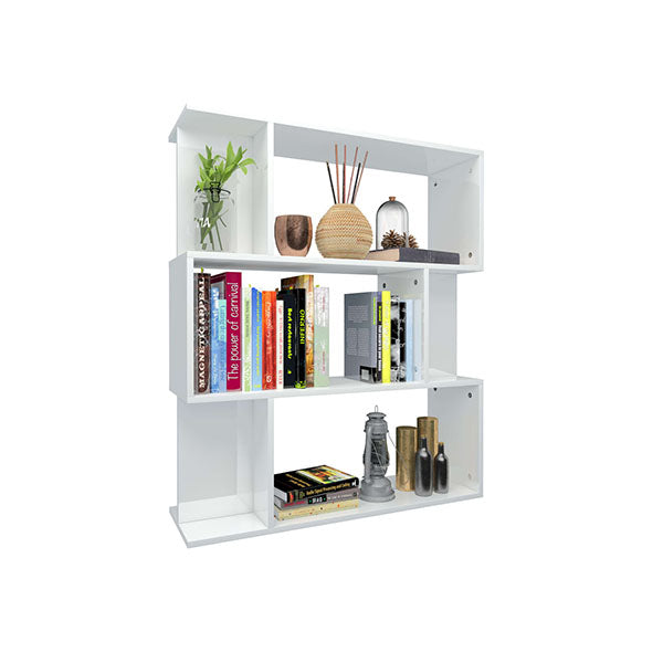 Book Cabinet And Room Divider High Gloss White Chipboard