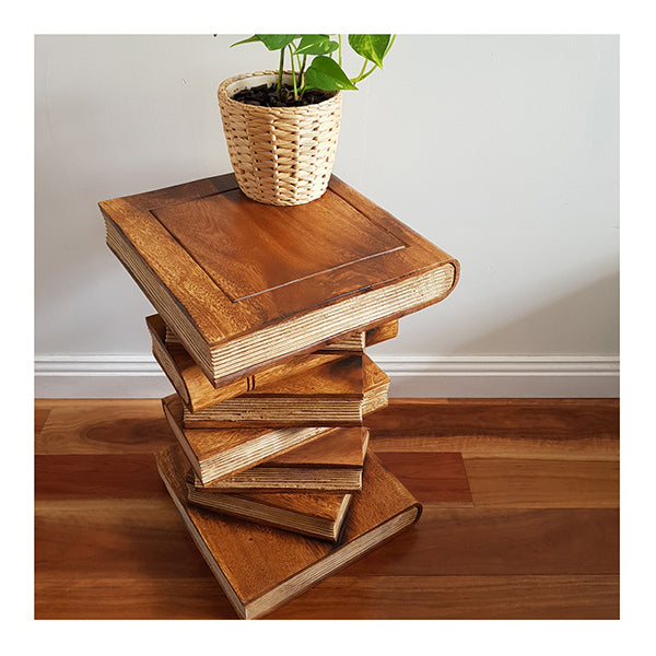 Book Stack Side Table Corner Stool Plant Stand Raintree Wood