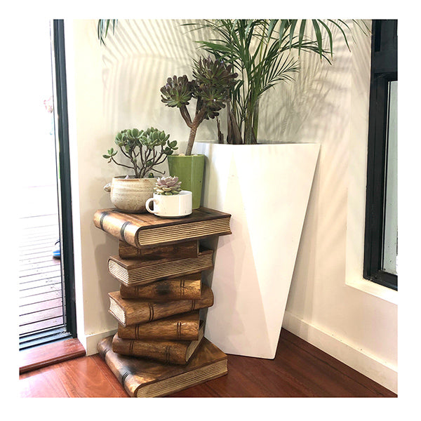 Book Stack Side Table Corner Stool Plant Stand Raintree Wood – Simply ...