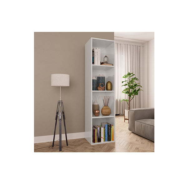 Book Tv Cabinet High Gloss White Chipboard