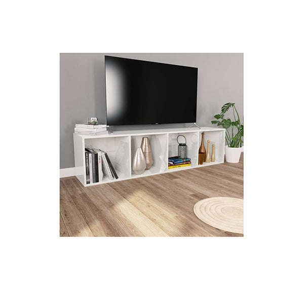 Book Tv Cabinet High Gloss White Chipboard
