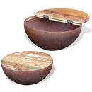 Bowl Shaped Coffee Table Solid Reclaimed Wood Set (2 Pcs)