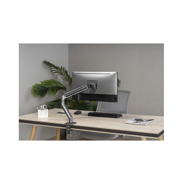 Brateck Space Grey Single Monitor Arm Economical Spring Assisted