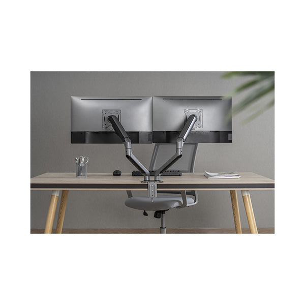 Brateck Dual Monitor Arm Economical Spring Assisted Space Grey