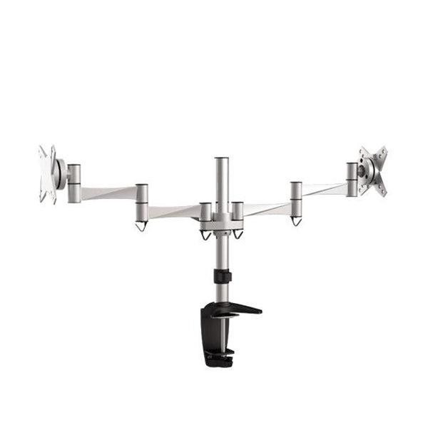 Brateck Dual Monitor Elegant Aluminum With Arm And Desk Clamp Silver