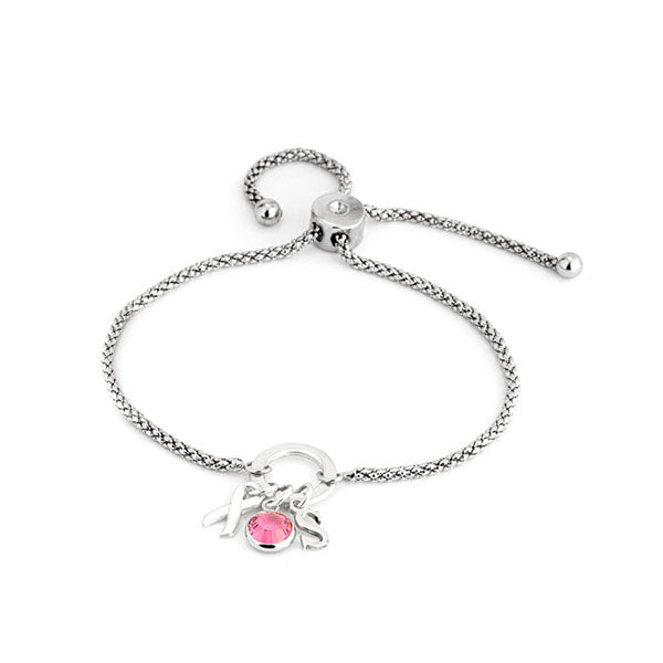Breast Cancer Charm Initial Bracelet