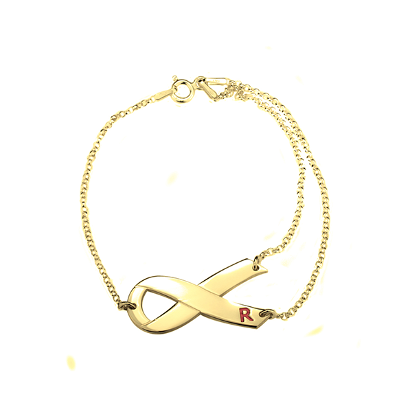 Breast Cancer Ribbon Initial Bracelet