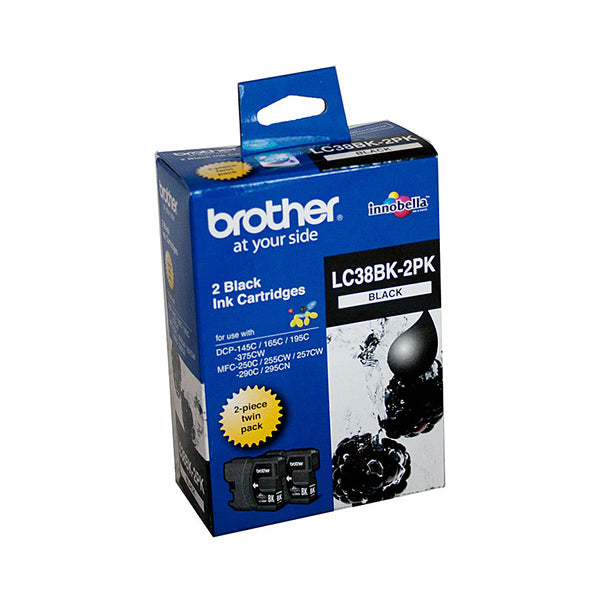 Brother Lc38 Black Twin Pack