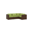 Brown Garden Lounge Set 4 Piece Poly Rattan With Cushions