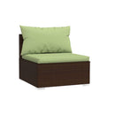 Brown Garden Lounge Set 4 Piece Poly Rattan With Cushions