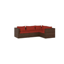 Brown Garden Lounge Set 4 Piece Poly Rattan With Cushions