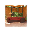 Brown Garden Lounge Set 4 Piece Poly Rattan With Cushions