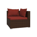 Brown Garden Lounge Set 4 Piece Poly Rattan With Cushions