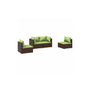 Brown Garden Lounge Set Poly Rattan 4 Piece With Cushions