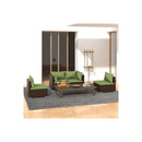 Brown Garden Lounge Set Poly Rattan 4 Piece With Cushions