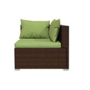 Brown Garden Lounge Set Poly Rattan 4 Piece With Cushions