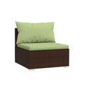 Brown Garden Lounge Set Poly Rattan 4 Piece With Cushions