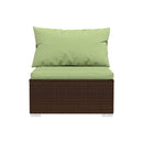 Brown Garden Lounge Set Poly Rattan 4 Piece With Cushions