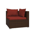 Brown Garden Lounge Set Poly Rattan 4 Piece With Cushions