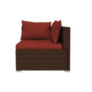 Brown Garden Lounge Set Poly Rattan 4 Piece With Cushions