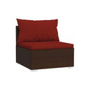 Brown Garden Lounge Set Poly Rattan 4 Piece With Cushions