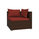 Brown Garden Lounge Set With Cushions Poly Rattan 6 Piece