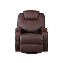 Brown Massage Sofa Chair Recliner Swivel Pu Leather