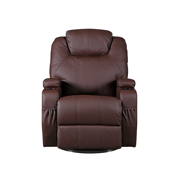 Brown Massage Sofa Chair Recliner Swivel Pu Leather