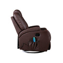 Brown Massage Sofa Chair Recliner Swivel Pu Leather
