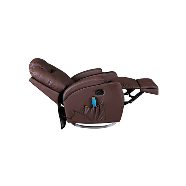 Brown Massage Sofa Chair Recliner Swivel Pu Leather