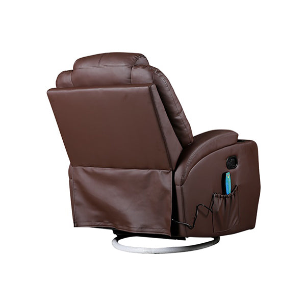 Brown Massage Sofa Chair Recliner Swivel Pu Leather