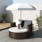 Brown Garden Poly Rattan Lounge Set with Parasol Outdoor