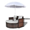 Brown Garden Poly Rattan Lounge Set with Parasol Outdoor