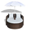 Brown Garden Poly Rattan Lounge Set with Parasol Outdoor