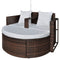 Brown Garden Poly Rattan Lounge Set with Parasol Outdoor