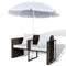 Brown Garden Poly Rattan Lounge Set with Parasol Outdoor