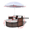Brown Garden Poly Rattan Lounge Set with Parasol Outdoor