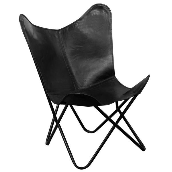 Butterfly Chair Real Leather - Black